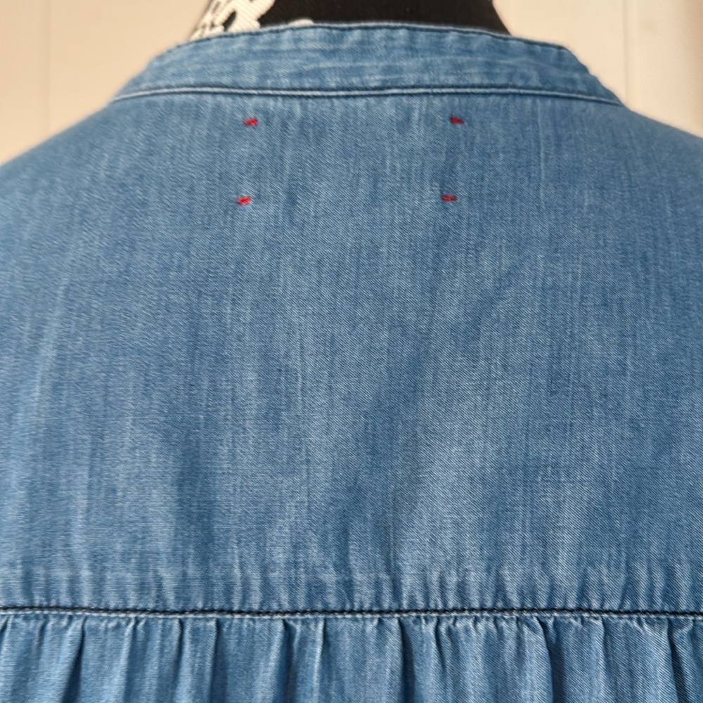 XiRENA Blue Button Down Ruffle Shirt - Picture 4 of 7